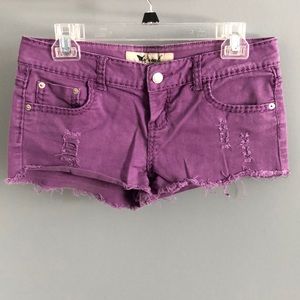 Purple denim shorts from Wet Seal
